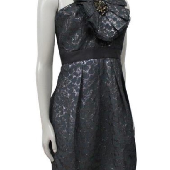 NWOT BCBGMaxAzria Black Jacquard Cocktail Dress - Picture 3 of 8